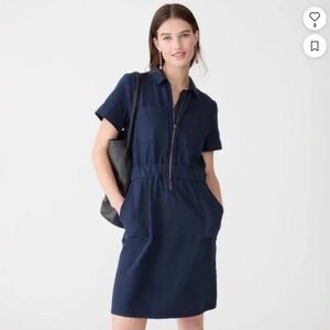 J. Crew Dark Blue Zip-Front Mini Dress